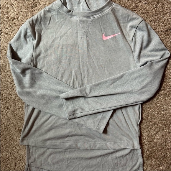 Nike Girls Dri-FIT Lightweight Gray Hoodie | Youth Small - Picture 3 of 4